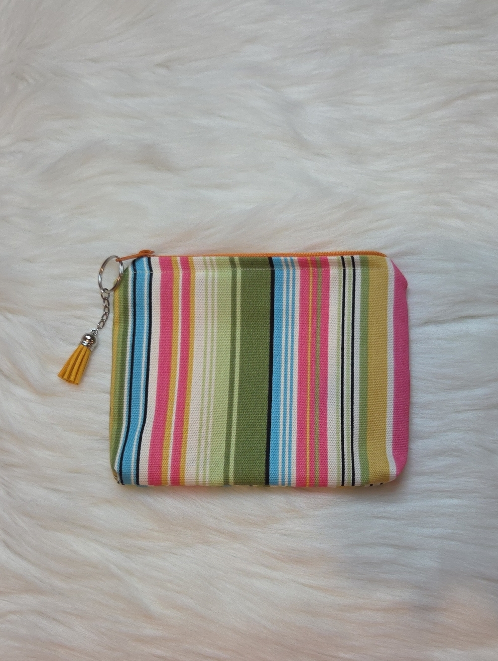 Striped Multi-Color Zip Pouch – Women Bags